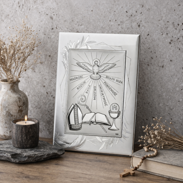 Obrazek srebrny Pamiątka Bierzmowania 20×15 | ARGENTO SACRO™
