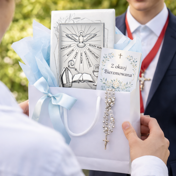 Obrazek srebrny Pamiątka Bierzmowania 20×15 | ARGENTO SACRO™