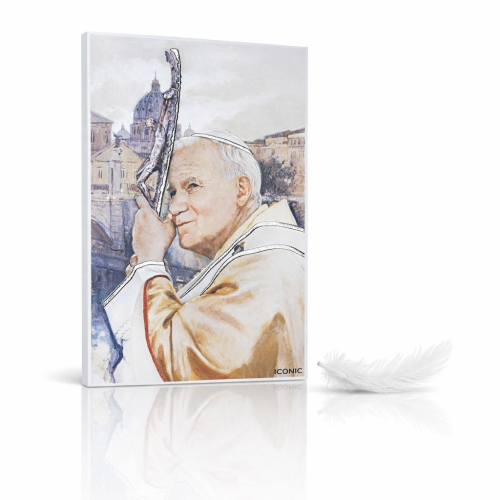 Obraz sakralny ICONIC™ – Święty Jan Paweł II [różne rozmiary] – efekt 3D