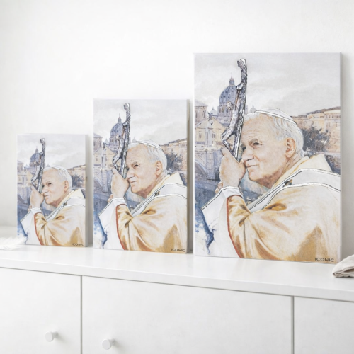 Obraz sakralny ICONIC™ – Święty Jan Paweł II [różne rozmiary] – efekt 3D