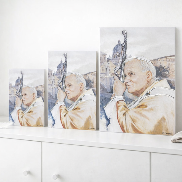 Obraz sakralny ICONIC™ – Święty Jan Paweł II [różne rozmiary] – efekt 3D