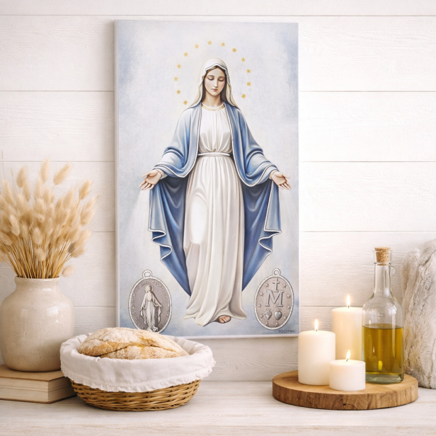 Obraz sakralny ICONIC™ – Matka Boża Niepokalana (Cudowny Medalik) [różne rozmiary] – efekt 3D