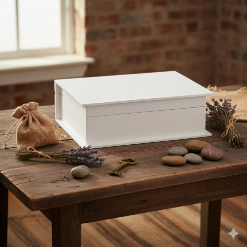 Drewniane pudełko z drewna lipowego 24×19×7,5 cm – LIPOWY BOX™ WHITE