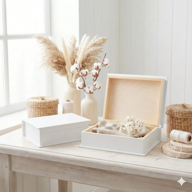 Drewniane pudełko z drewna lipowego 24×19×7,5 cm – LIPOWY BOX™ WHITE