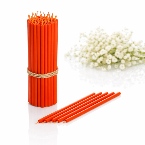 Ofiarki cerkiewne pomarańczowe – świece z wosku pszczelego 50 szt.