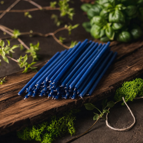 OFIARKI cerkiewne – 100% świece z wosku pszczelego (50 sztuk) - NIEBIESKIE