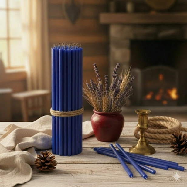 OFIARKI cerkiewne – 100% świece z wosku pszczelego (50 sztuk) - NIEBIESKIE