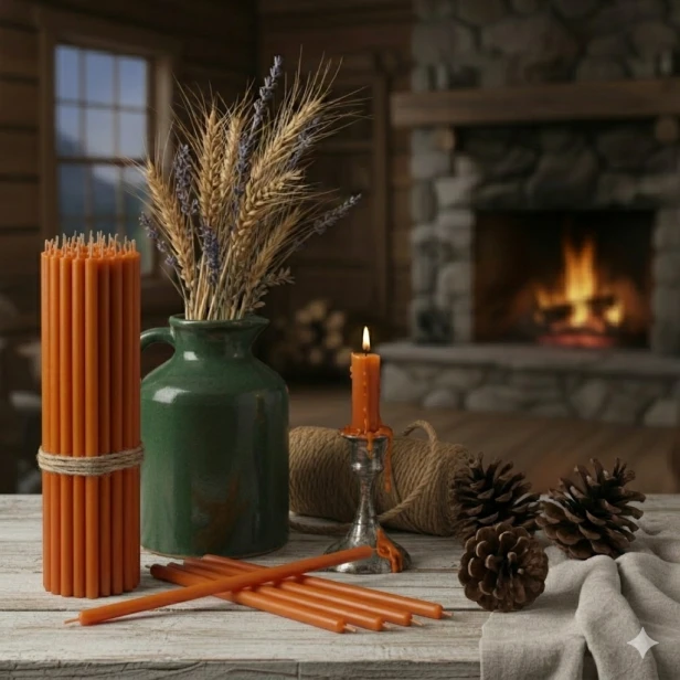 Ofiarki cerkiewne pomarańczowe – świece z wosku pszczelego 50 szt.