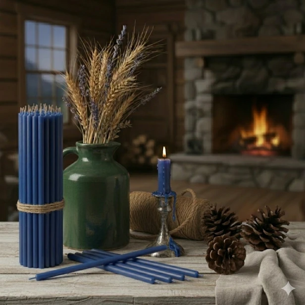 OFIARKI cerkiewne – 100% świece z wosku pszczelego (50 sztuk) - NIEBIESKIE