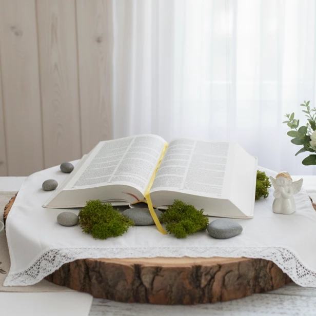 spojrzenie wewnątrz BIAŁA - Biblia w pudełku drewnianym EKO ♻ z nadrukiem zdjęcia