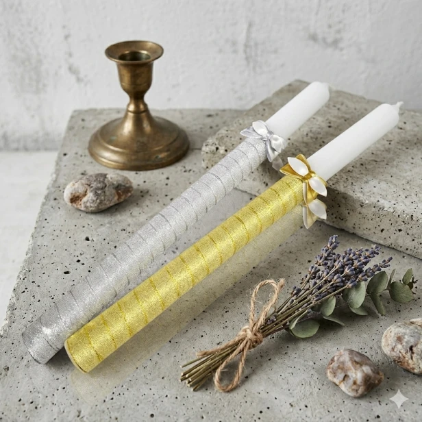 Świeca gromnica „Blask wiary” – pamiątka Chrztu i Komunii (srebra/złota)