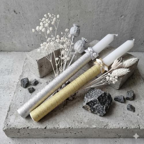 Świeca gromnica „Blask wiary” – pamiątka Chrztu i Komunii (srebra/złota)