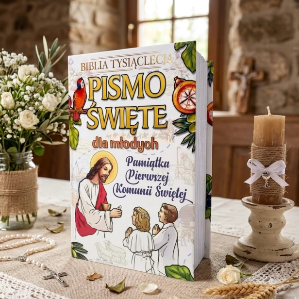 Biblia Tysiąclecia dla młodych bez personalizacji – okładka z papugą
