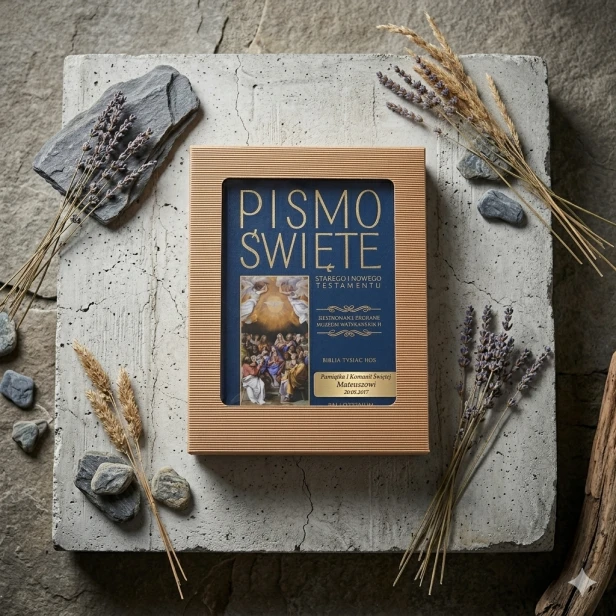 Biblia Tysiąclecia w eleganckiej oprawie z grawerem | Pismo Święte ST i NT | Prezent religijny i pamiątka sakramentalna