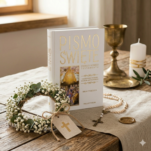oprawa BIAŁA -Biblia Tysiąclecia – ilustrowane wydanie w eleganckiej oprawie (Muzea Watykańskie)