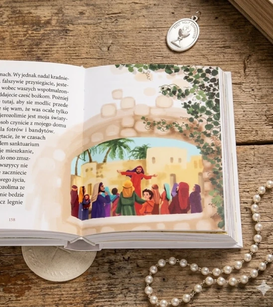 Zestaw prezentowy „Ja jestem chlebem” – Biblia dla dzieci i drewniane pudełko | LIPOWY BOX™