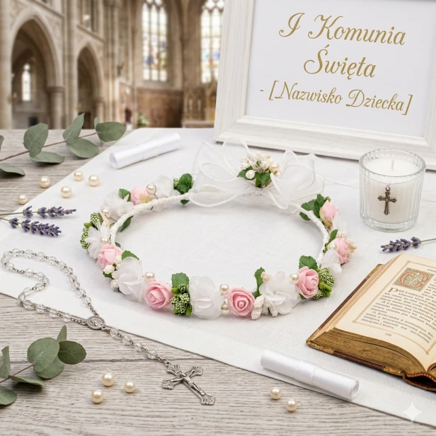 Wianek komunijny – Linia CORONA™ | Różana Subtelność