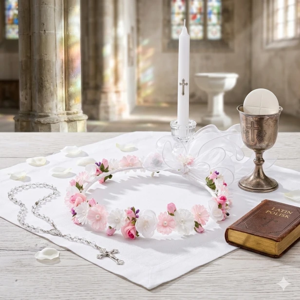 Wianek komunijny – Linia CORONA™ | Pastelowa Elegancja