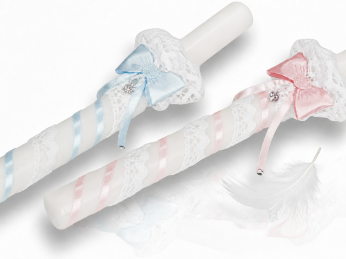 Świeca „Crystal Grace – Koronka Pastel” – gromnica z wisiorkiem Preciosa®