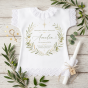 Szatka na Chrzest Święty OLIVA™ – personalizowana pamiątka z gałązką oliwną
