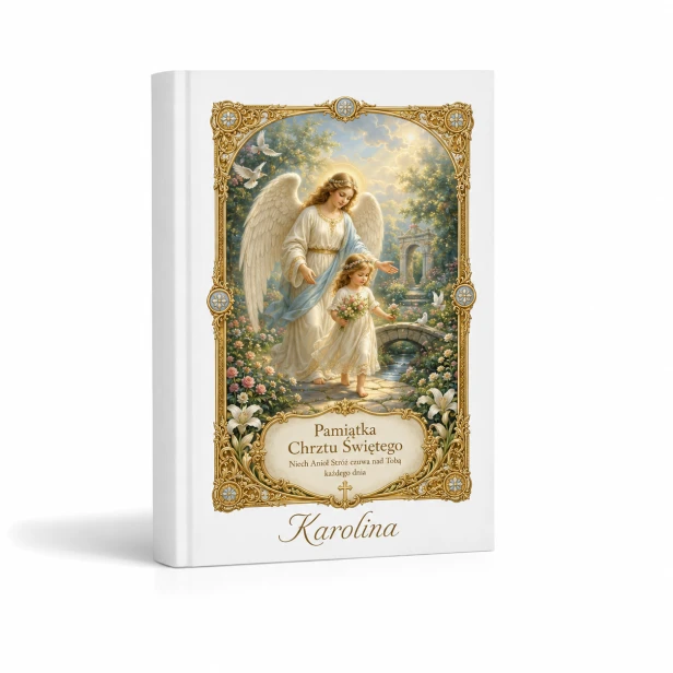 Moja Pierwsza Biblia – Pamiątka Chrztu Świętego „Anioł Stróż” z personalizacją | Kolekcja LUMEN™