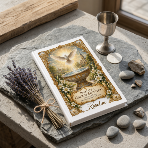 Moja Pierwsza Biblia – Pamiątka Chrztu Świętego „Duch Święty” z personalizacją | Kolekcja LUMEN™