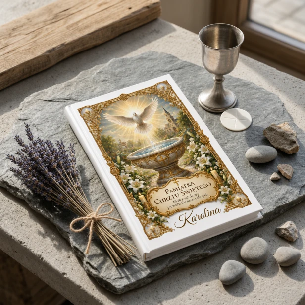 Moja Pierwsza Biblia – Pamiątka Chrztu Świętego „Duch Święty” z personalizacją | Kolekcja LUMEN™
