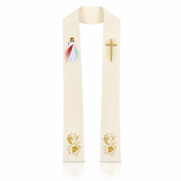 Stuła kapłańska haftowana – Jezus Miłosierny | Szaty liturgiczne