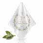 Szatka na Chrzest Święty COLUMBA™ – personalizowana pamiątka z gołębicą, krzyżem i konwalią