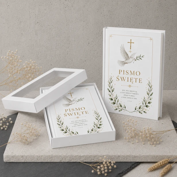 Moja Pierwsza Biblia COLUMBA™ – Pamiątka Chrztu Świętego z gołębicą i personalizacją