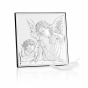 Obrazek srebrny Anioł Stróż 16×16 na ciemnym drewnie | SILVER BAPTISM™