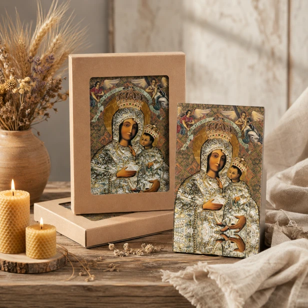 Jubileuszowa ikona Matki Bożej Gietrzwałdzkiej – 150-lecie Objawień 1877–2027 | ICONA SACRA™ Alnus