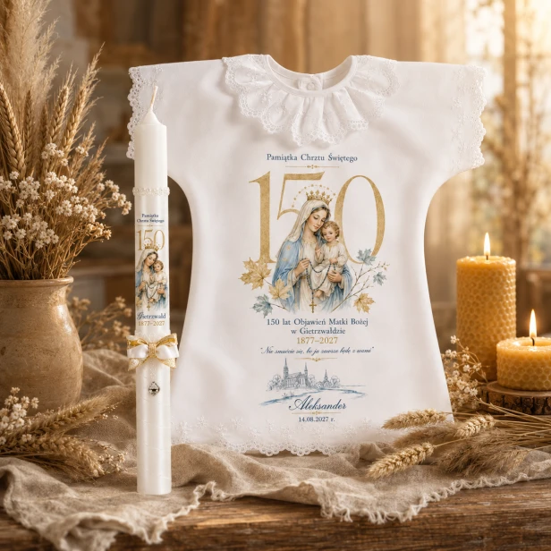 Świeca i szatka jubileuszowa – Światło Pamięci: 150-lecie Objawień Matki Bożej w Gietrzwałdzie | 1877–2027