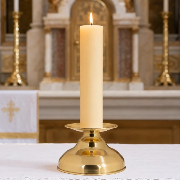 Lichtarz mosiężny – klasyczna podstawka pod świecę ołtarzową i liturgiczna