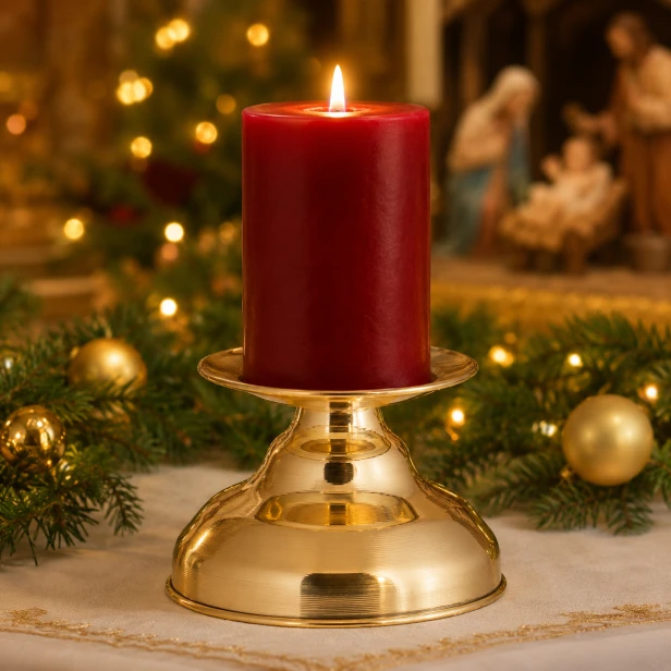 Lichtarz mosiężny – klasyczna podstawka pod świecę ołtarzową i liturgiczna
