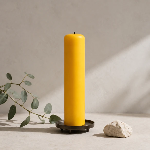 Świeca soborowa gładka żółta – Ø 7 × 30 cm