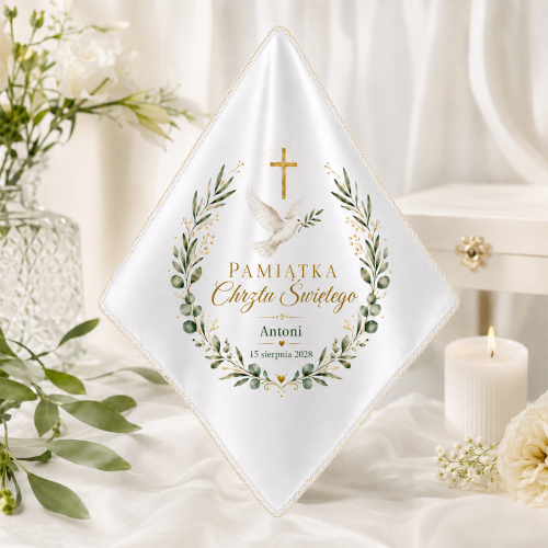Personalizowana szatka COLUMBA™ – haft z gołębicą i krzyżem