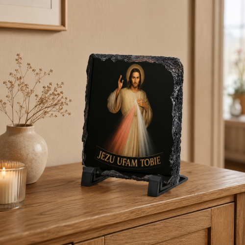 FOTOGRANIT z motywem Jezusa Miłosiernego – Obrazek Religijny na granicie | Linia AUREA STONE™