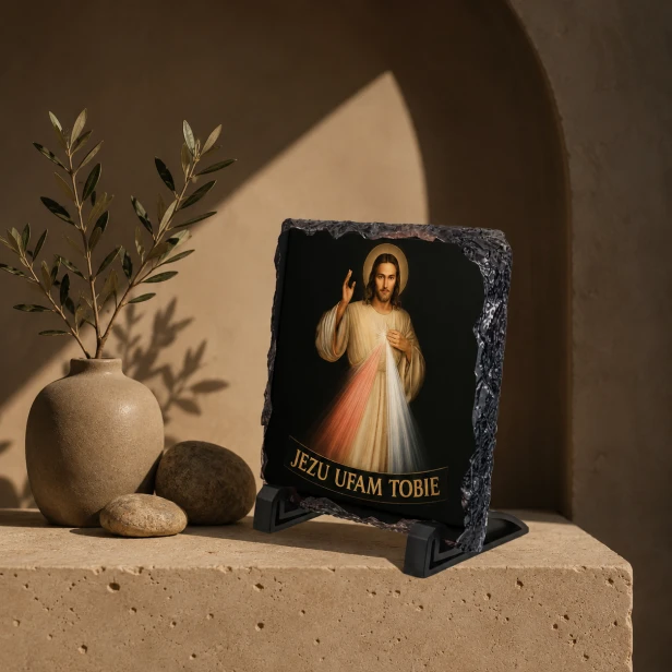 FOTOGRANIT z motywem Jezusa Miłosiernego – Obrazek Religijny na granicie | Linia AUREA STONE™