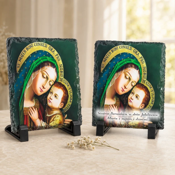FOTOGRANIT z wizerunkiem Matki Boskiej Dobrej Rady – Obrazek Religijny na granicie | Linia AUREA STONE™