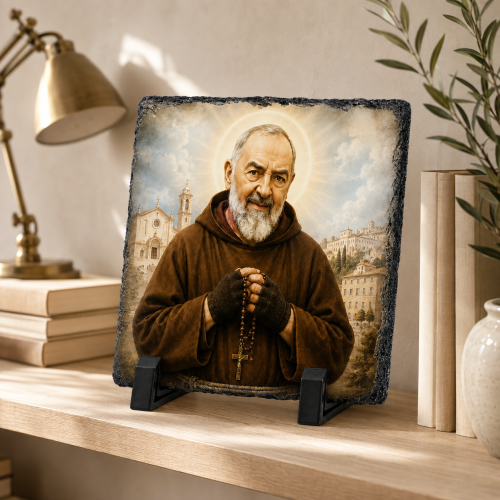FOTOGRANIT z wizerunkiem Ojca Pio – obrazek religijny na granicie | Linia AUREA STONE™