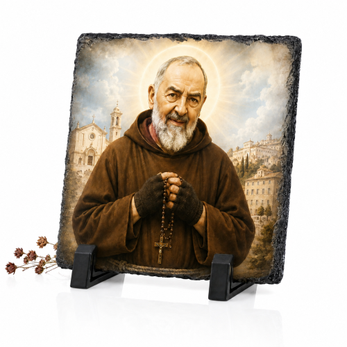 FOTOGRANIT z wizerunkiem Ojca Pio – obrazek religijny na granicie | Linia AUREA STONE™