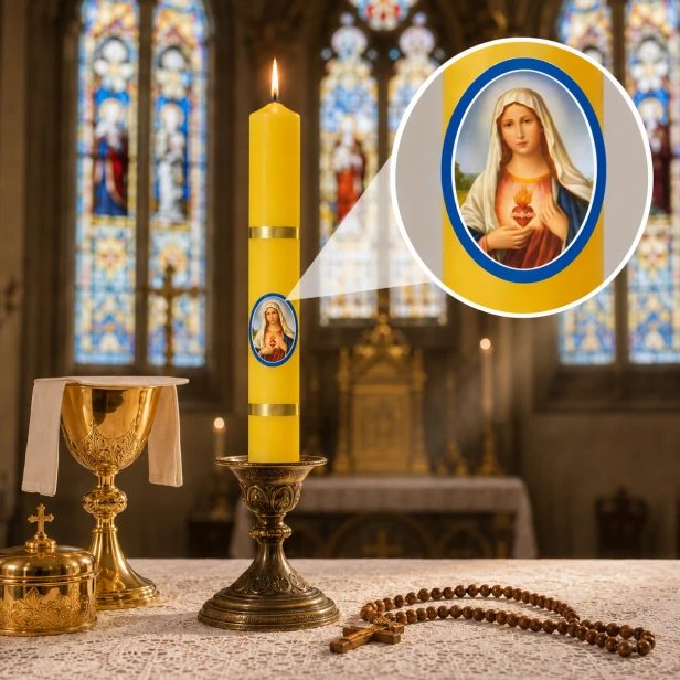 Świeca gromniczna Serce Matki Bożej – Ø 30 mm, wysokość 30 cm