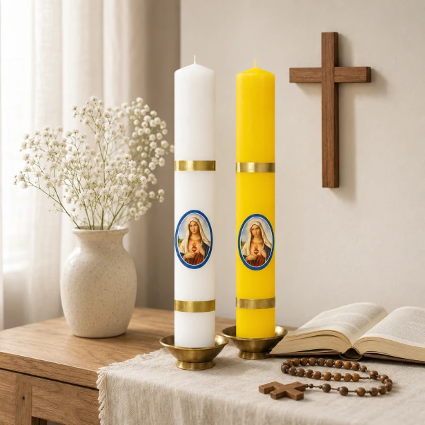 Świeca gromniczna Serce Matki Bożej – Ø 30 mm, wysokość 30 cm