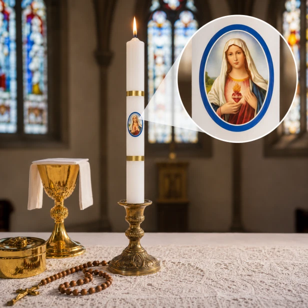 Świeca gromniczna Serce Matki Bożej – Ø 30 mm, wysokość 30 cm