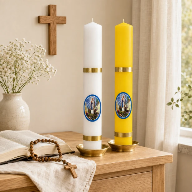 Świeca gromniczna Matka Boska z Lourdes – Ø 30 mm, wysokość 30 cm