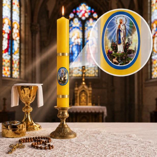 Świeca gromniczna Matka Boska z Lourdes – Ø 30 mm, wysokość 30 cm