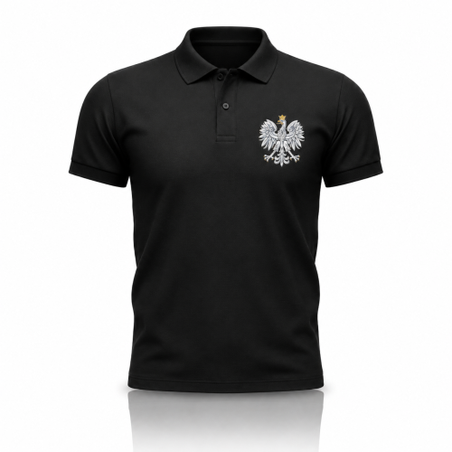Koszulka polo patriotyczna Orzeł Królewski – czarna | SacrumStyle™