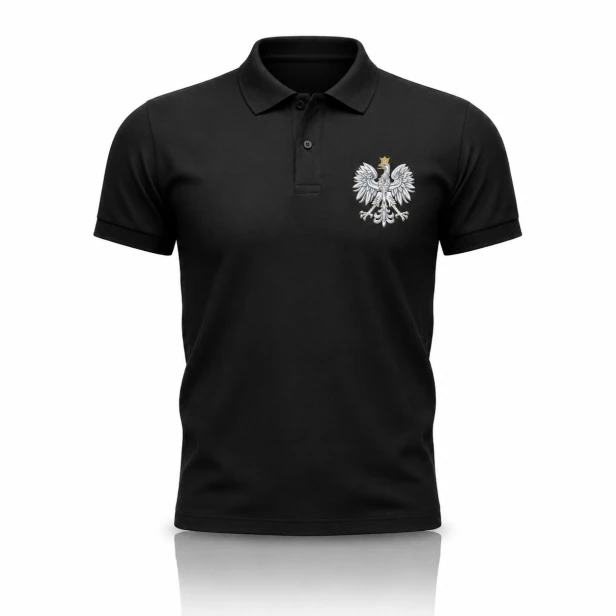 Koszulka polo patriotyczna Orzeł Królewski – czarna | SacrumStyle™