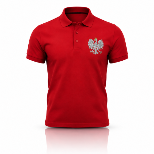 Koszulka polo patriotyczna Orzeł Królewski – czerwona | SacrumStyle™